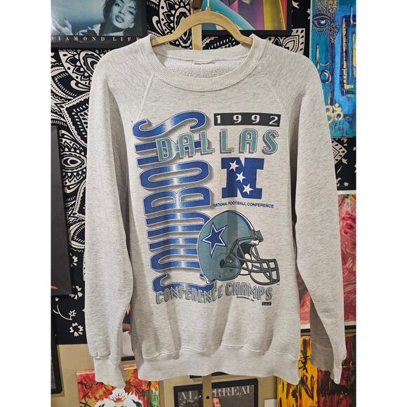 Rare Vintage 1992 Dallas Cowboys NFC Championship NFL Sweatshirt Medium/Large - Picture 1 of 8